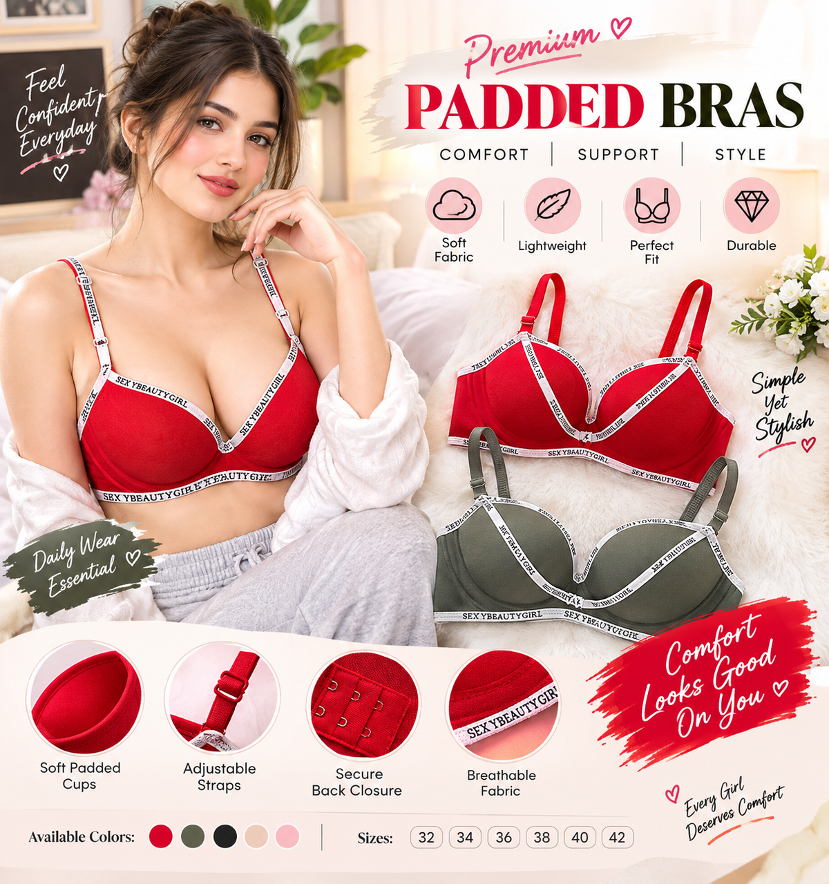 Premium Padded Bras for Women – Stylish, Comfortable & Everyday Wear
