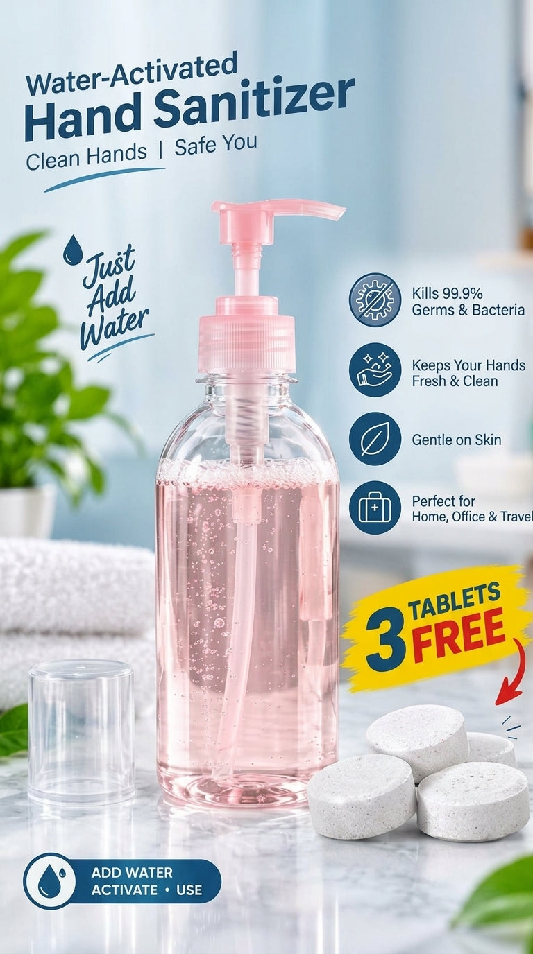 Sanitizer Tablets + Foam Pump Bottle | Easy & Portable